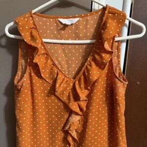 Lauren Conrad, burnt orange pokadot XS top